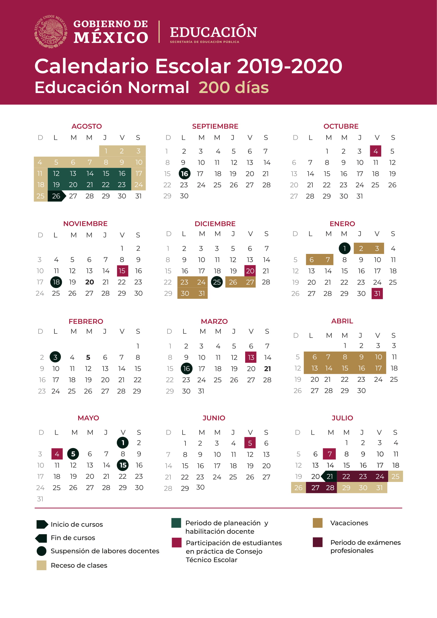 Calendario Escolar 2020